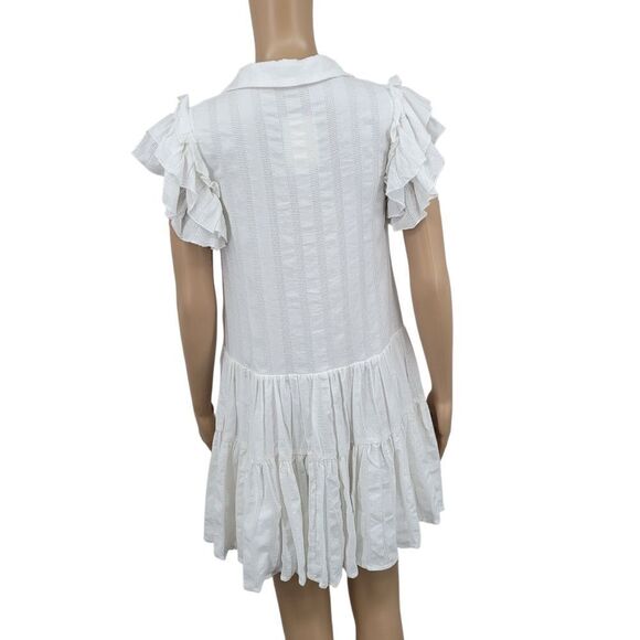 Fanco Cotton White Ruffle Sleeve Midi Dress - Picture 3 of 10